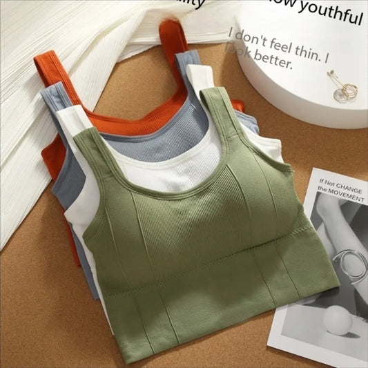 Sutiã esportivo anti-suor, top fitness feminino sem costura