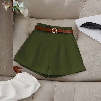 Shorts femininos moda casual, elegante, cintura alta