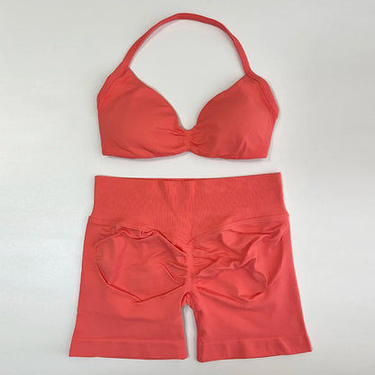 Conjunto de ioga de 2 peças feminino sem costura