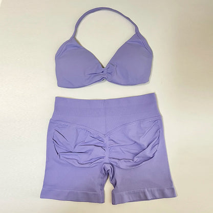 Conjunto de ioga de 2 peças feminino sem costura