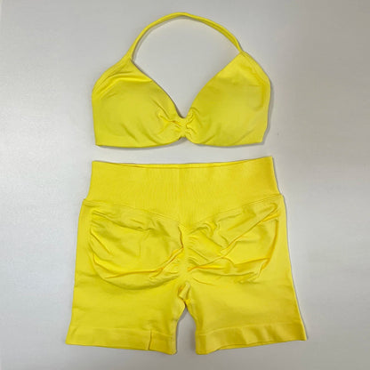 Conjunto de ioga de 2 peças feminino sem costura