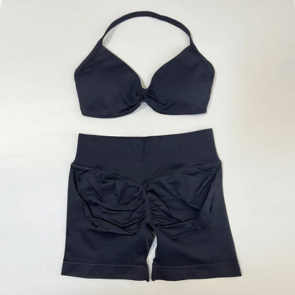 Conjunto de ioga de 2 peças feminino sem costura