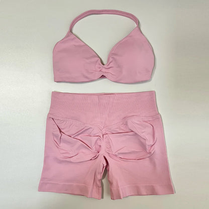 Conjunto de ioga de 2 peças feminino sem costura
