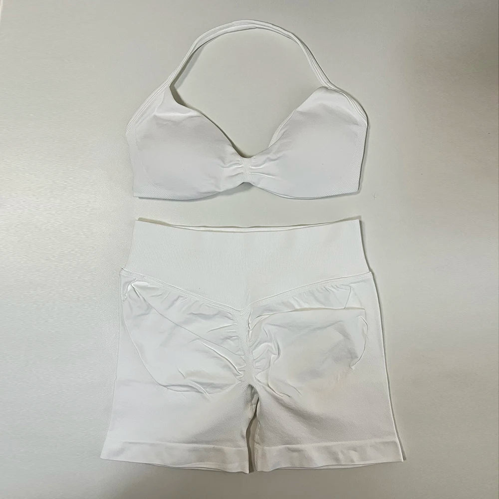 Conjunto de ioga de 2 peças feminino sem costura