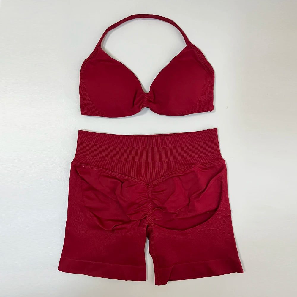 Conjunto de ioga de 2 peças feminino sem costura