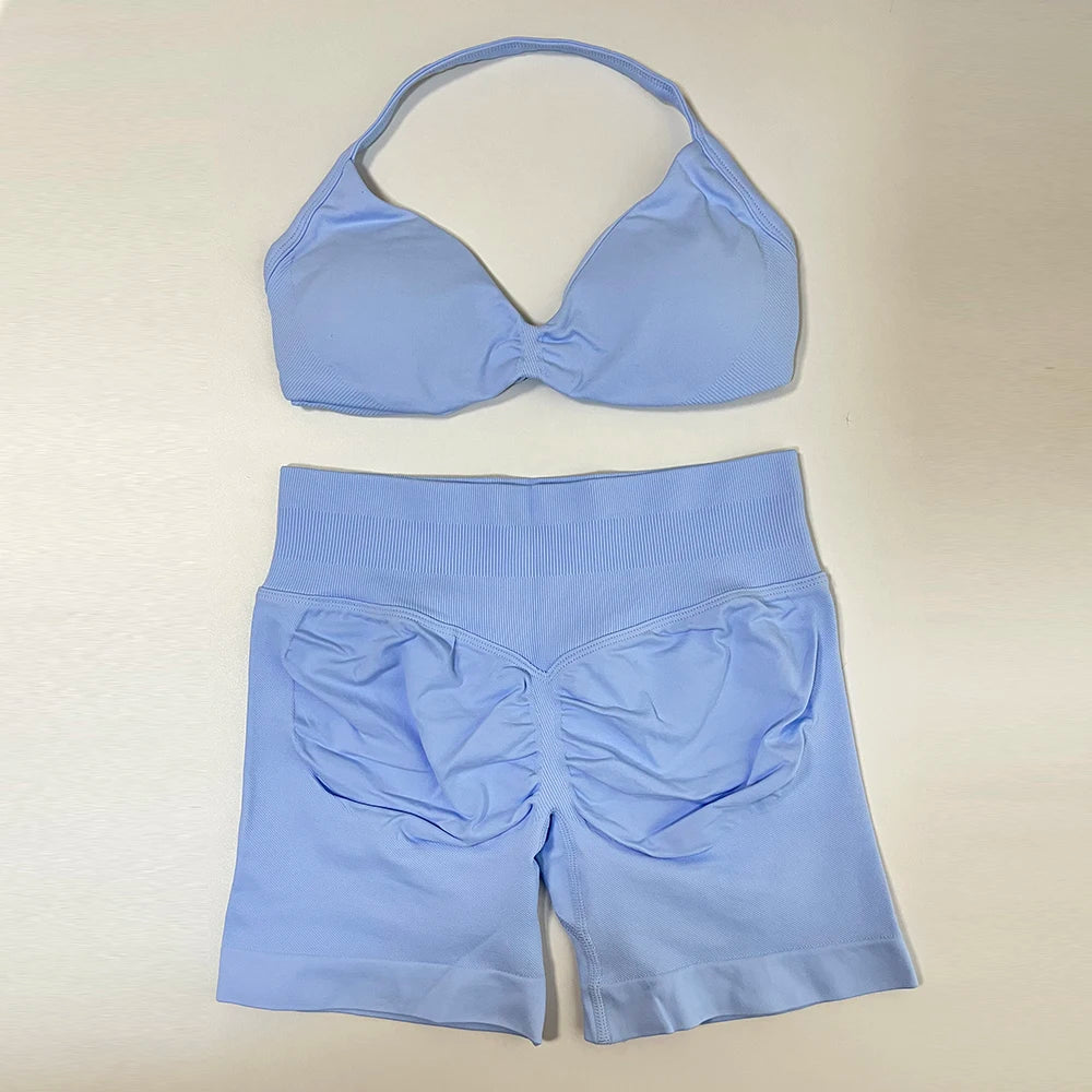 Conjunto de ioga de 2 peças feminino sem costura